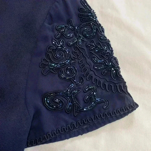 Donna Morgan Navy Blue Formal Embellished Short Sleeve Long Gown Dress Size 4. - Picture 3 of 16